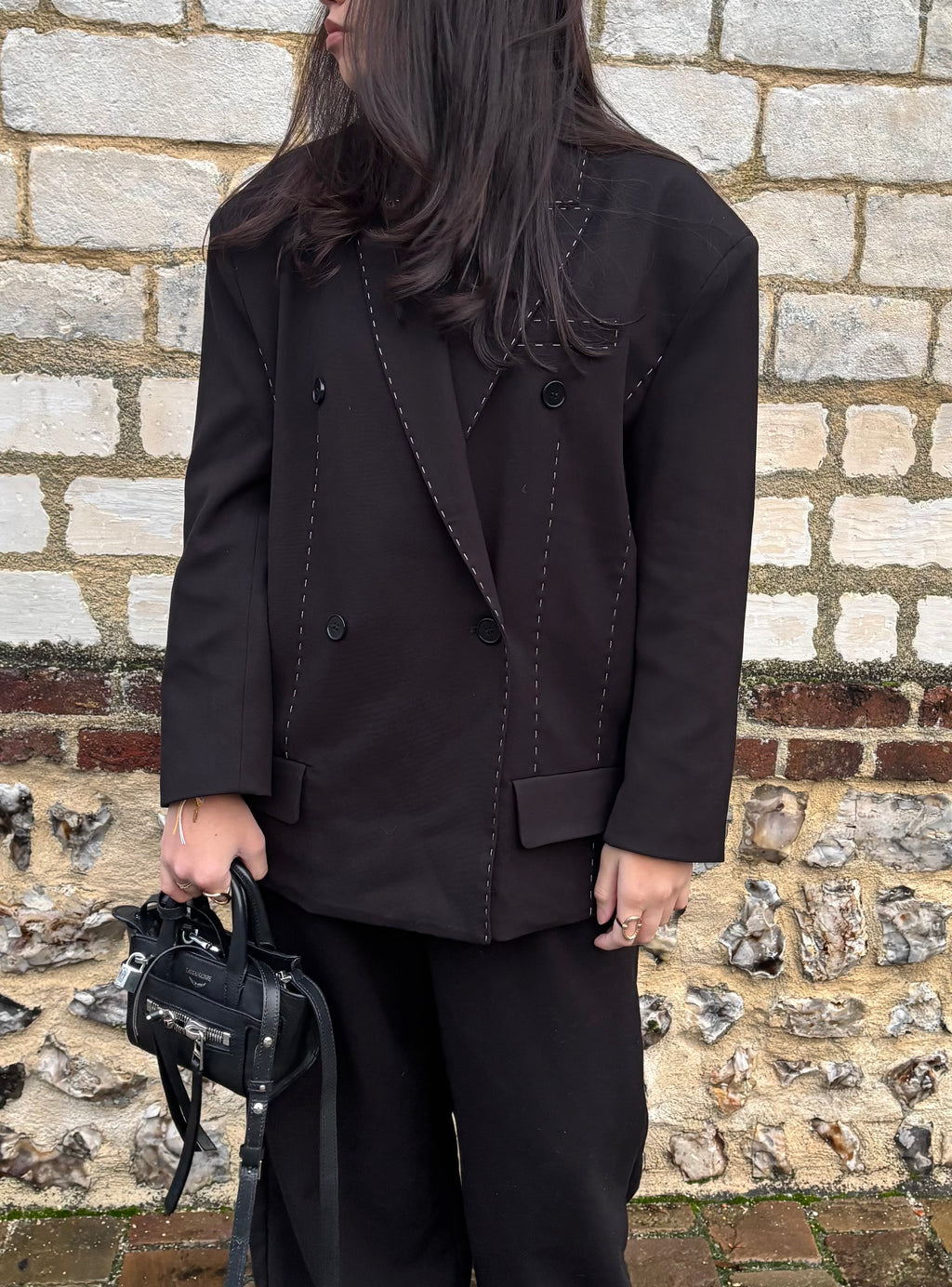 Blazer surpiqûre oversize Noir