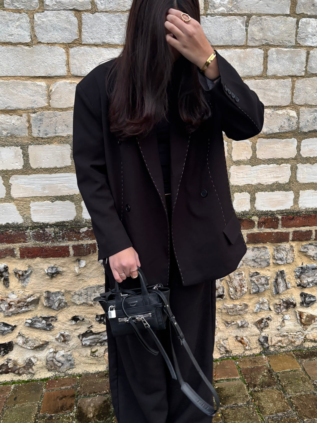 Blazer surpiqûre oversize Noir