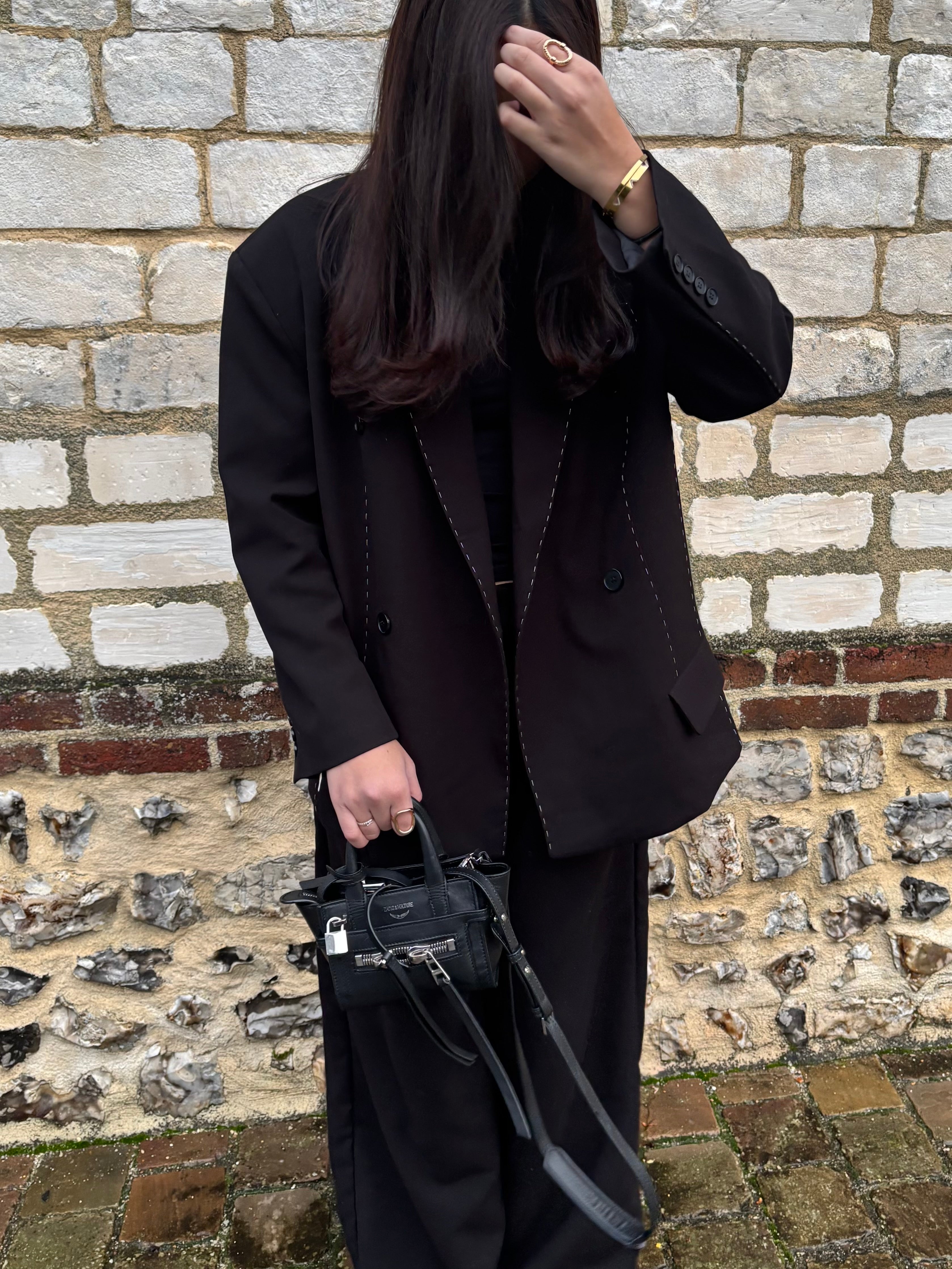 Blazer surpiqûre oversize Noir