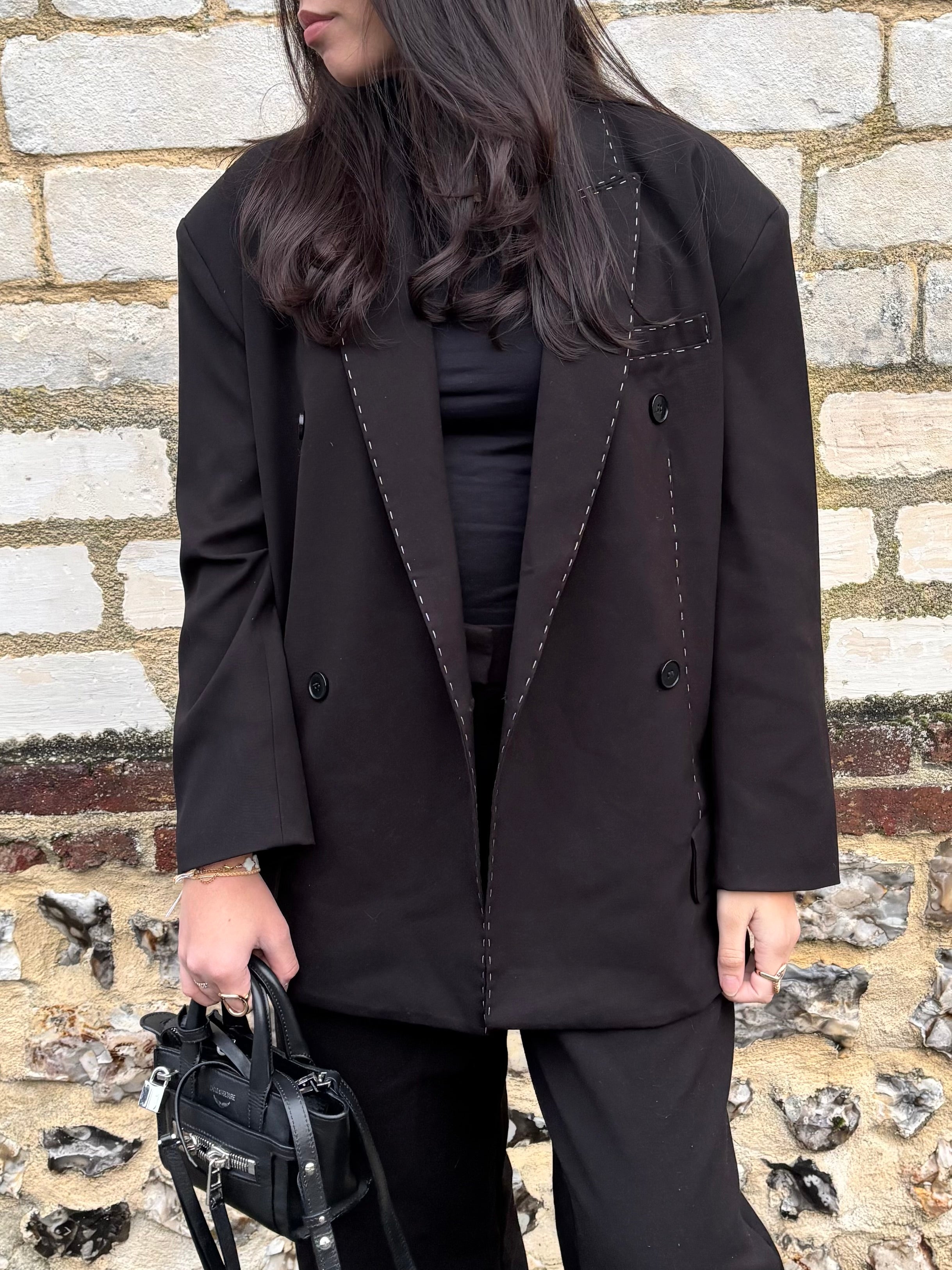 Blazer surpiqûre oversize Noir