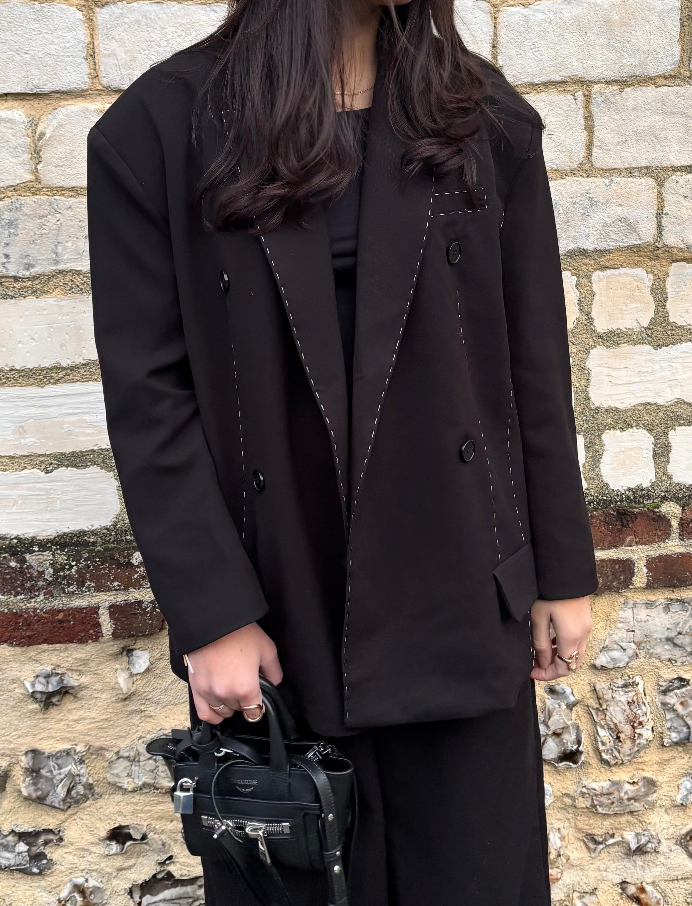 Blazer surpiqûre oversize Noir